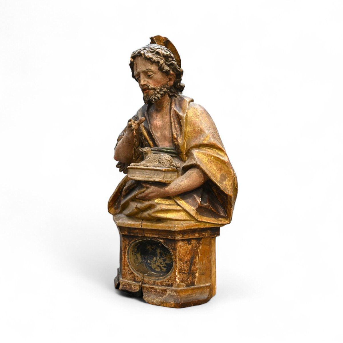 Reliquario in Legno Raffigurante San Giovanni Battista - Italia XVII Secolo-photo-4